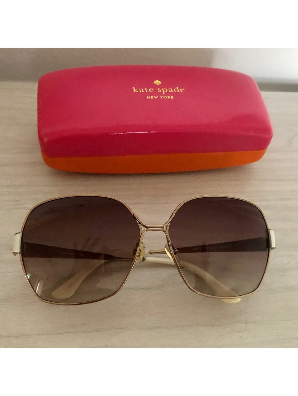 Kate Spade DARI/S Oversized Square Aviator Sunglasses Gold Brown Gradient